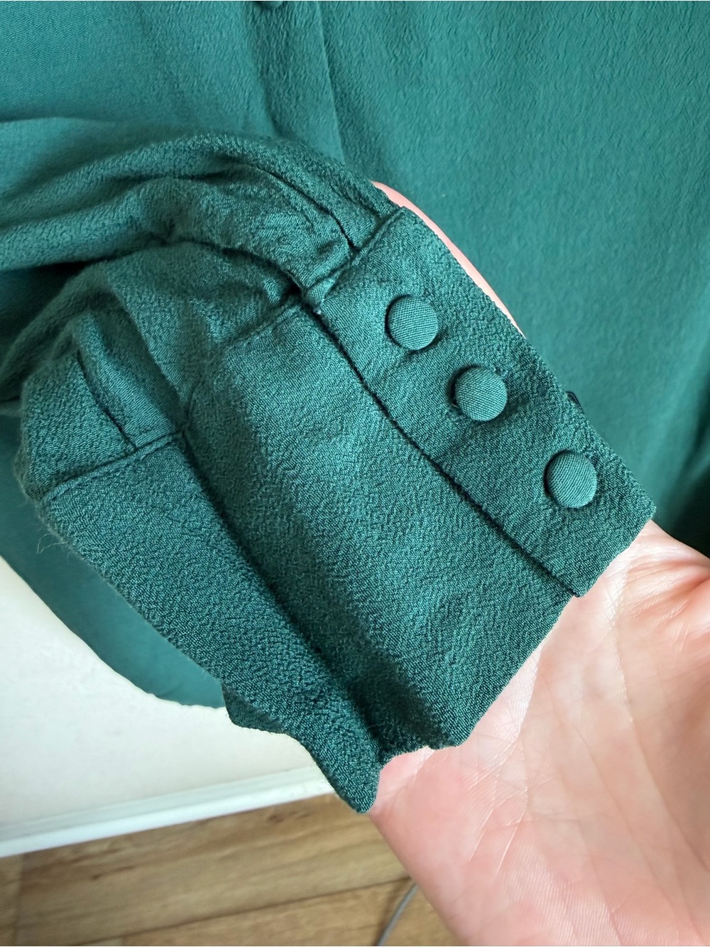 Madewell Novel Button Front Mini Dress Large Green V Neck Viscose Boho Aesthetic - Picture 6 of 13